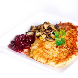 Raggmunkar med stekta champinjoner