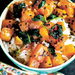 Vegetarisk Pumpa med spenat och ris