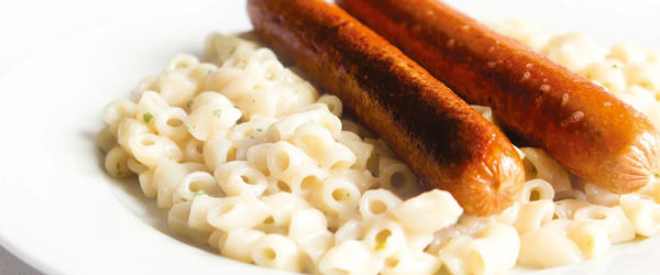 stuvade makaroner vegetarisk korv