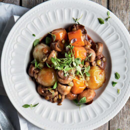 Julia Childs Boeuf Bourguignon (vegetarisk)