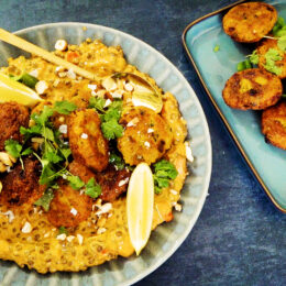 Klimatsmart saffransfalafel med krämiga pestolinser