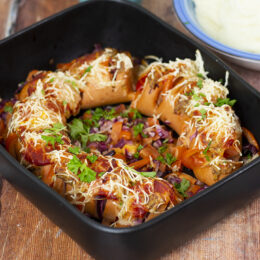 Ugnsgratinerad vegokorv