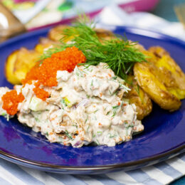 Vegetarisk skagenröra 2.0 med krossad potatis