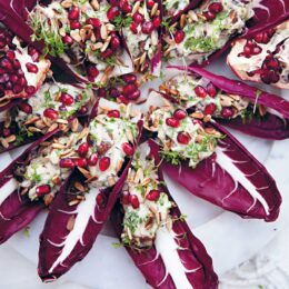 Radicchiosnittar med färskostsallad